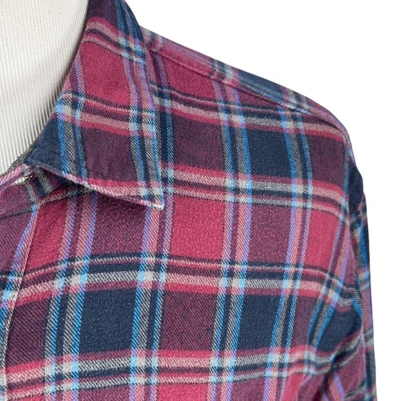 LL Bean Fleece Lined Flannel Shirt Men's XL Blue Red Plaid Long Sleeve Button Up - Picture 3 of 10